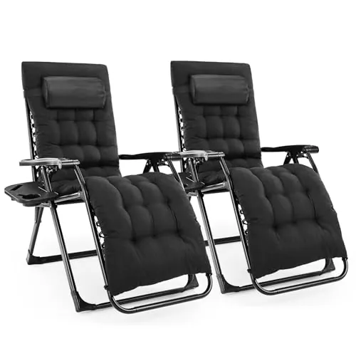 NEWBULIG Zero Gravity Chairs Set of 2 with Cup Holder Trays