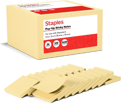 Staples 3" x 3" Sticky Notes 36 pads