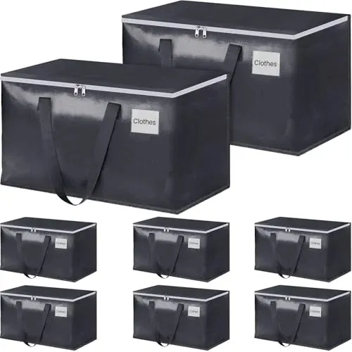 8-Pack 93L Large Moving Bags, Gray