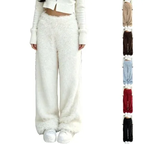 Fuzzy Elastic Waist Winter Lounge Pants