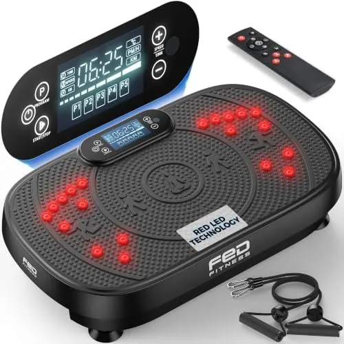 Vibration Plate Exercise Machine with Red Light, 120 Adjustable Speeds