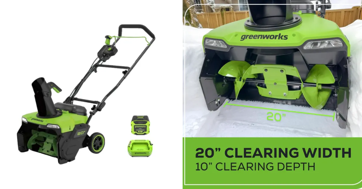 Greenworks 60V 20-inch Cordless Electric Snow Blower with a 4.0Ah battery