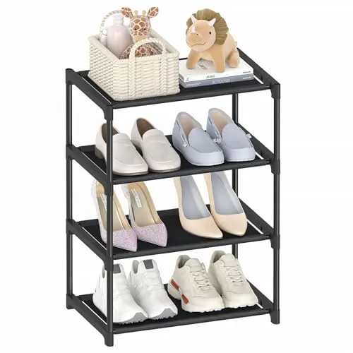Autonomier 4-Tier Stackable Narrow Shoe Rack (16.3" Wide)
