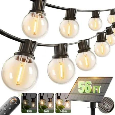 addlon 56' (50+6) Outdoor Solar String Lights w/ Remote