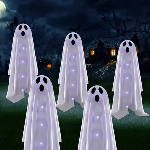 Betrihyes Halloween Ghost Decorations Solar Garden Lights Outdoor 6-Pack