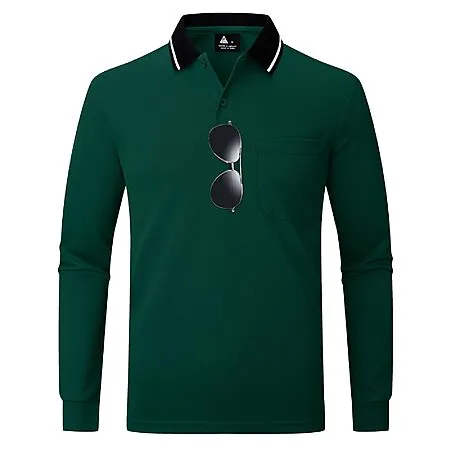 ZITY Men's Athletic Collared Long Sleeve Polo Golf T-Shirt w/ Pocket