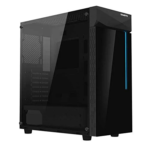 GIGABYTE C200 Glass - Black Mid Tower PC Case, Tempered Glass, PSU Shroud (GB-C200G)