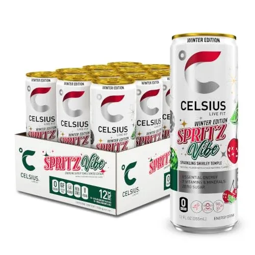 Celsius Sparkling Spritz Vibe Winter Edition Sugar Free Energy Drink, 12 Fl Oz, 12-Pack
