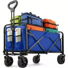 Heavy Duty Foldable Wagon Cart w/ All-Terrain Wheels & Drink Holders