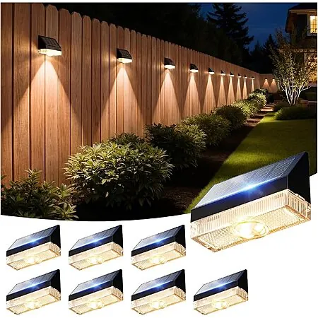 8-Pk VOLISUN Dusk-to-Dawn Solar Fence Lights
