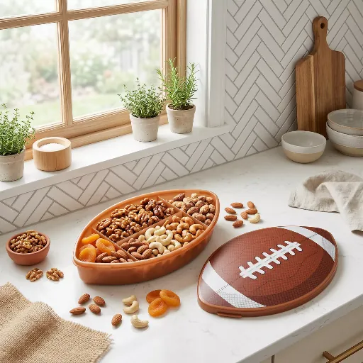 Large Football-Shaped Snack Box with Lid