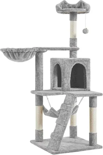 Alden Design 54" Multilevel Cat Tree w/ Hammock, Basket & Scratching Posts