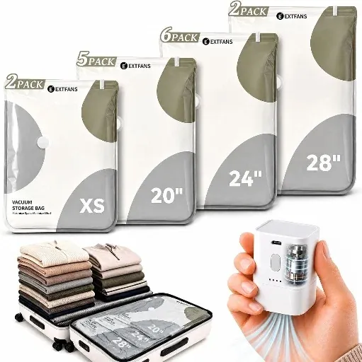 Travel Vacuum Bags with Pump - 15-Pack