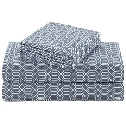 Comfort Spaces Twin 3-Piece 100% Cotton Sheet Set (Diamond Blue)