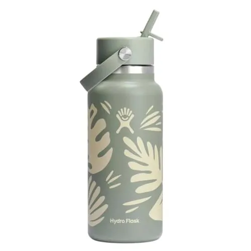 Hydro Flask 32oz Wide Mouth Flex Straw Water Bottle – Botanical Bliss Agave