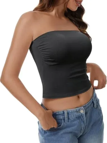 Tube Top w/ Built-in Bra Backless Crop Top