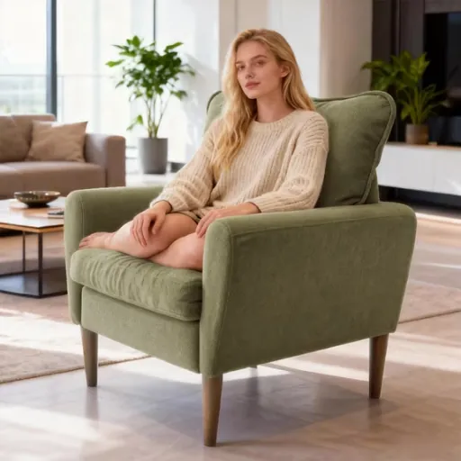 Gianna Fabric Accent Chair with Supportive Backrest and Armrests (Green)