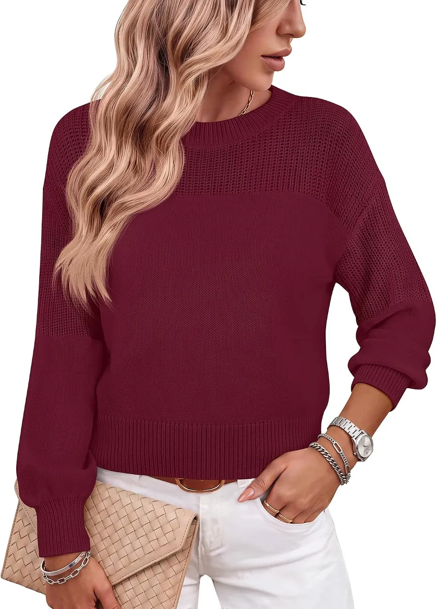 ANRABESS Cropped Textured Sweaters