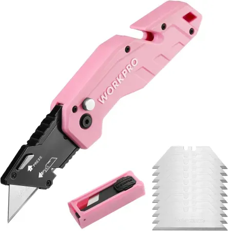 WORKPRO Folding Utility Knife w/ 10 Extra Blades
