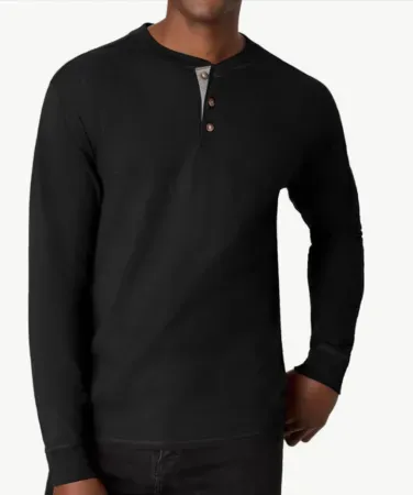 Hanes Beefy Long Sleeve Three-Button Men's Henley