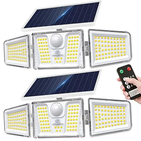 2-Pk Kooper 210-LED Solar Motion Flood Lights w/ Remote