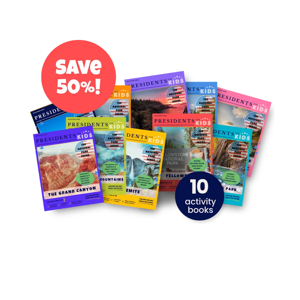 Presidents for Kids 10 Most Visited National Parks Activity Book Bundle