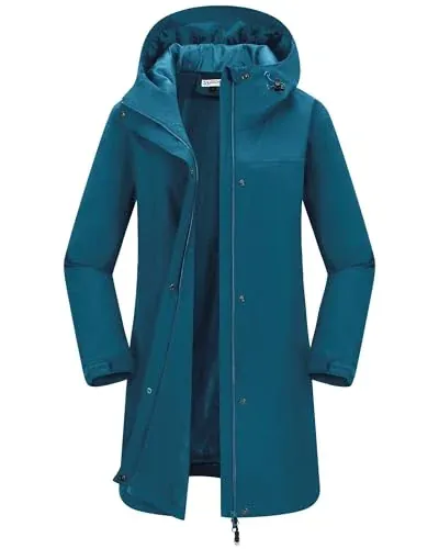 33,000ft Women's Waterproof Long Rain Coats with Hood