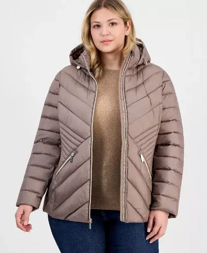 Michael Kors Plus Size Hooded Packable Puffer Coat, 0X-3X