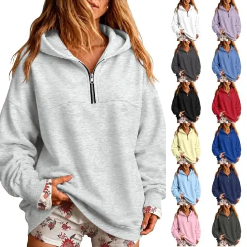 Quarter Zip Pullover Hoodie Women