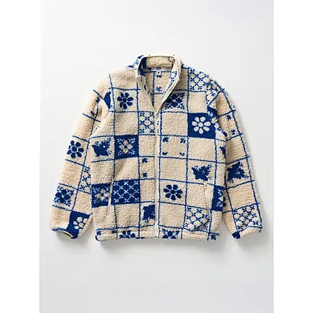 Hija De Tu Madre Unisex 100% Sherpa Fleece Graphic Zip-Up Jacket (Azulejo Chalk)