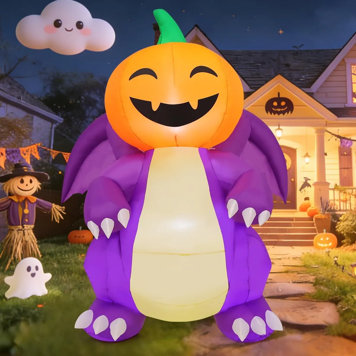 6’ Pumpkin Head Dragon Inflatable