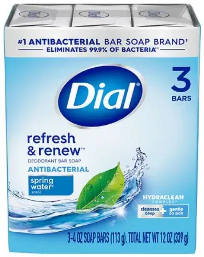 Dial Antibacterial Deodorant Bar Soap Spring Water 3-Pack