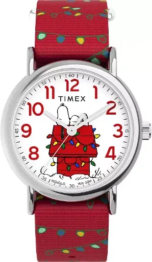 Timex Weekender x Peanuts Snoopy Holiday Fabric Strap Watch + $10 Kohls Cash