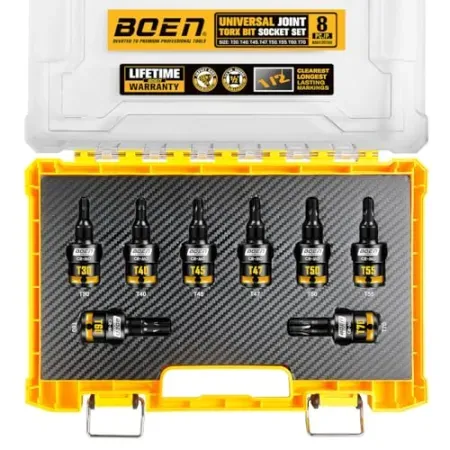 8-Piece BOEN 1/2" Drive Swivel Impact Torx Bit Set
