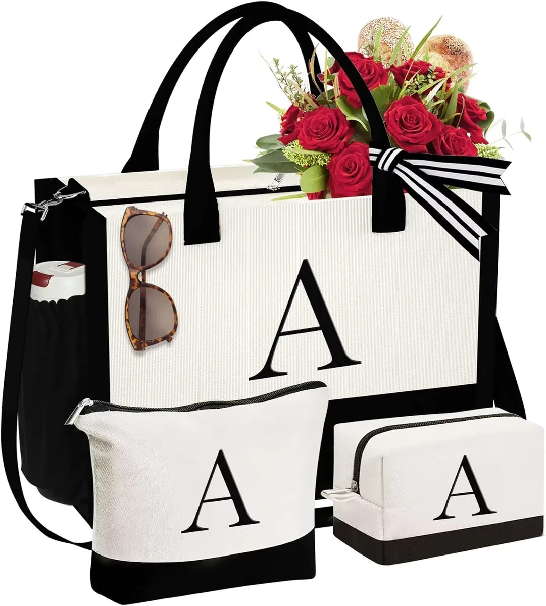 Initial Canvas 3-Pack Set in White & Black
