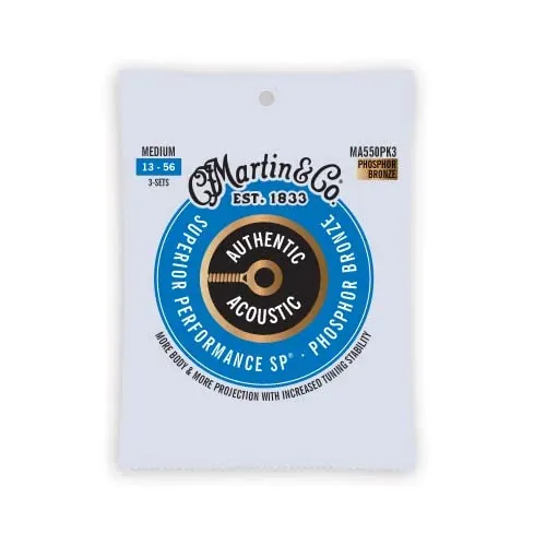 Martin Authentic Acoustic Guitar Strings 3-Pack 92/8 Medium