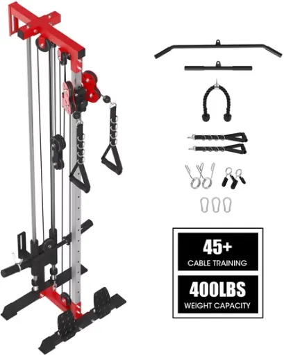Mikolo Cable Crossover Machine Wall-Mounted Pulley Tower with Adjustable Dual Pulley System