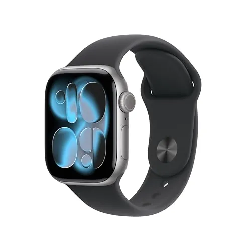 Apple Watch Series 11 GPS + Cellular 42mm Smartwatch with Space Gray Aluminum Case with Black Sport Band - S/M