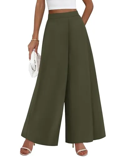 KIRUNDO Palazzo Pants for Women Loose Wide Leg Trousers