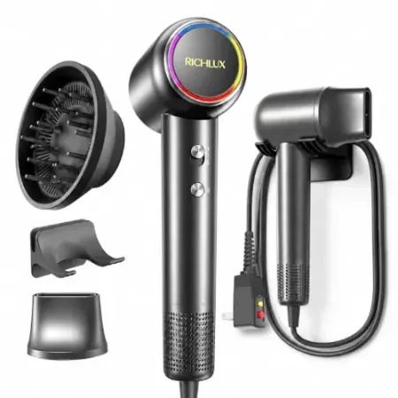 RICHLUX Ionic 160K RPM High Speed Hair Dryer w/ Diffuser & Wall Mount