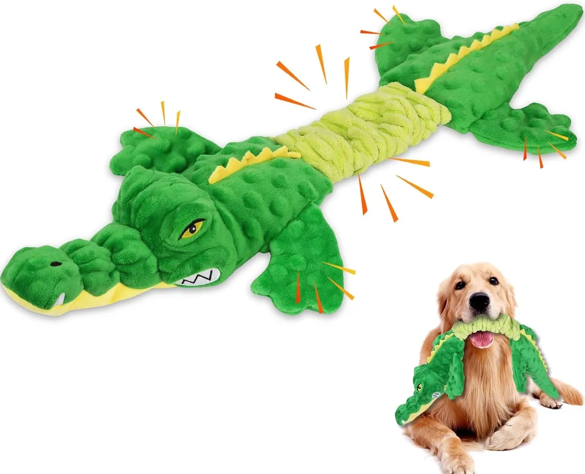 Letsmeet Large Squeaky Alligator Dog Toy