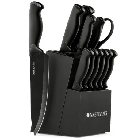14-Piece HENKELIVING Kitchen Knife Block Set with Built-In Sharpener