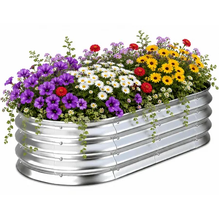 UNTIMATY 4' x 2' x 1' Galvanized Steel Raised Garden Bed (Silver)