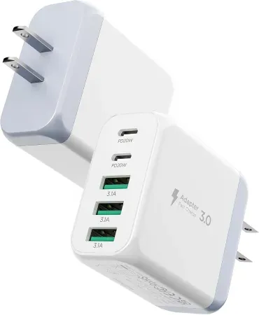 2-Pack USB C Charger EIZLXQ 50W 5-Port Fast Wall Charger