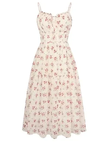 Belle Poque Women's Floral Sweetheart Midi A-Line Dress