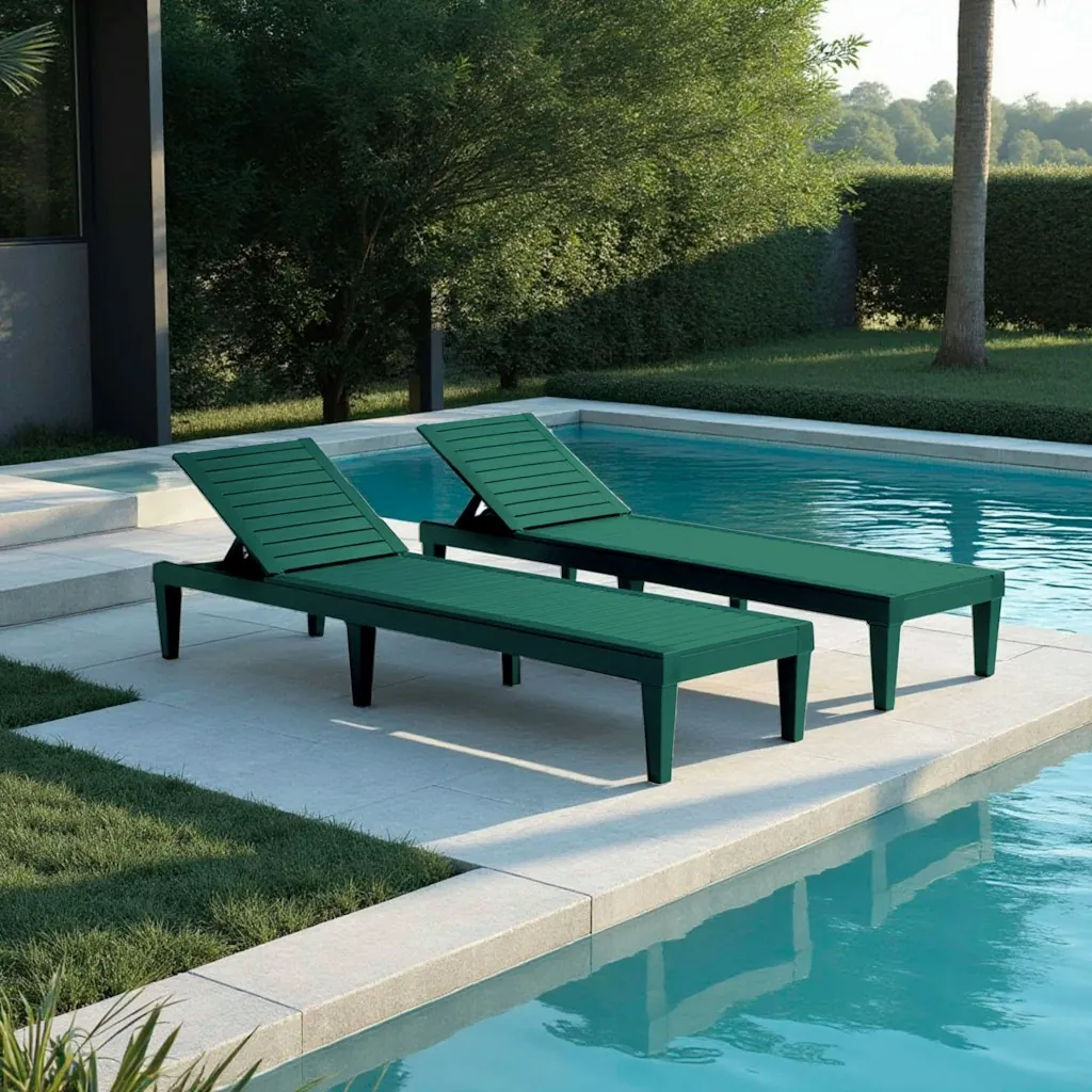 Nestl Outdoor Polyresin Chaise Lounge Chair Set