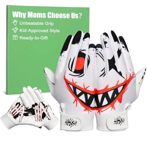 Pixel Panda Youth Football Receiver Gloves (White or Black)