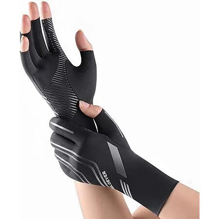 SOLOEVER Fingerless Compression Arthritis Gloves w/ Non-Slip Grip (L-2XL)
