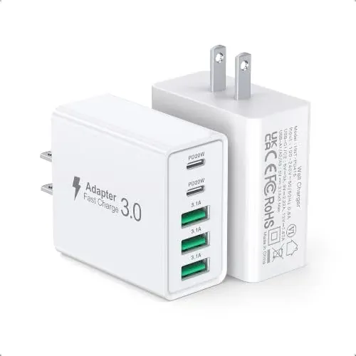 USB C Fast Charger Block 60W Max Output Multiport 2-Pack
