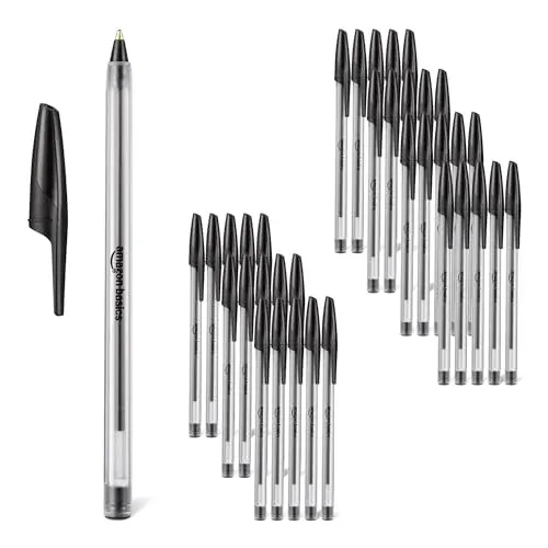 Amazon Basics Medium Point Ballpoint Pens 36-Pack (1.0mm, Black Ink)